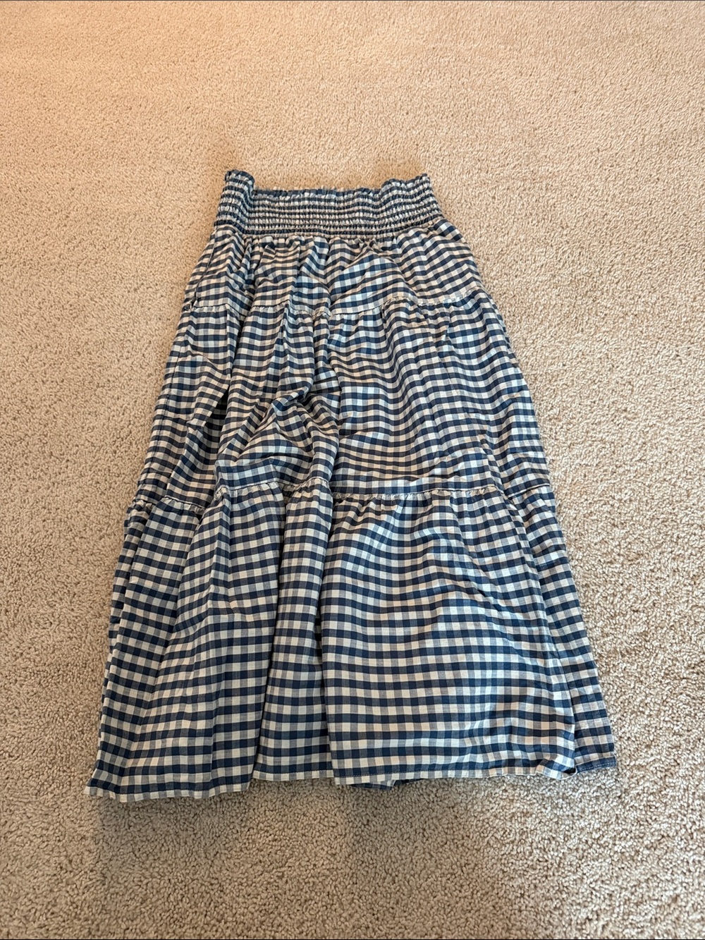 Universal Thread Blue White Tiered Gingham Check MIDI Maxi dress M